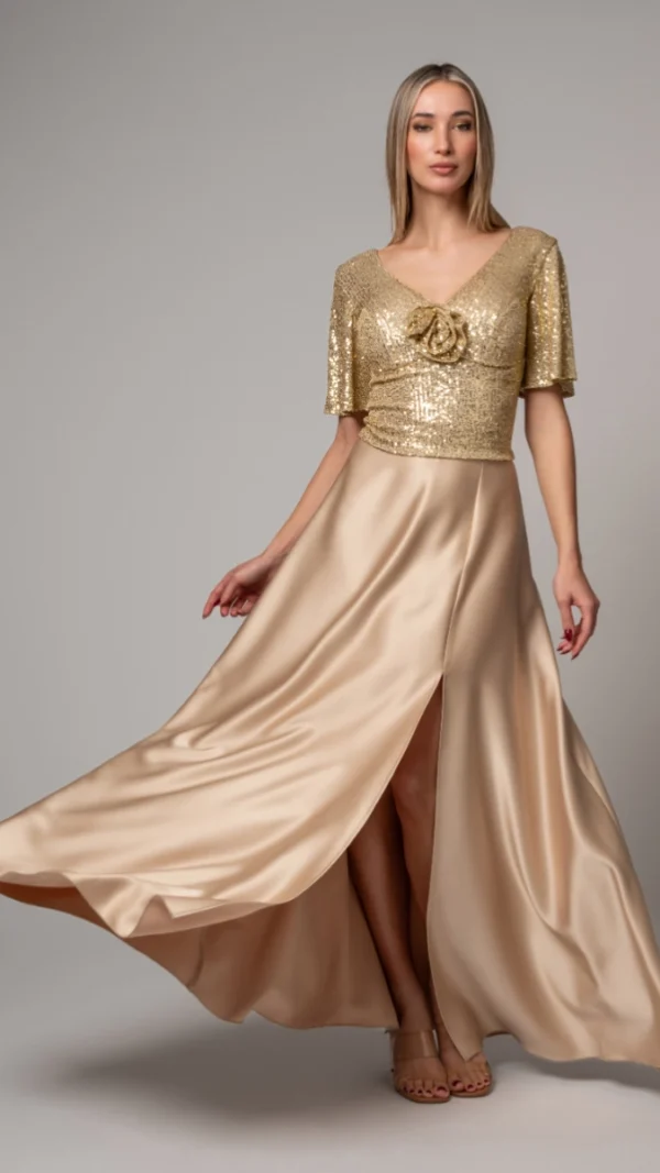 Cecilia Gold Luxury Βραδινό σετ φούστα μπούστο