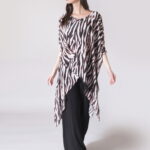 Rodonna σετ μουσελίνα με ασύμμετρο τοπ και ίσιο παντελόνι