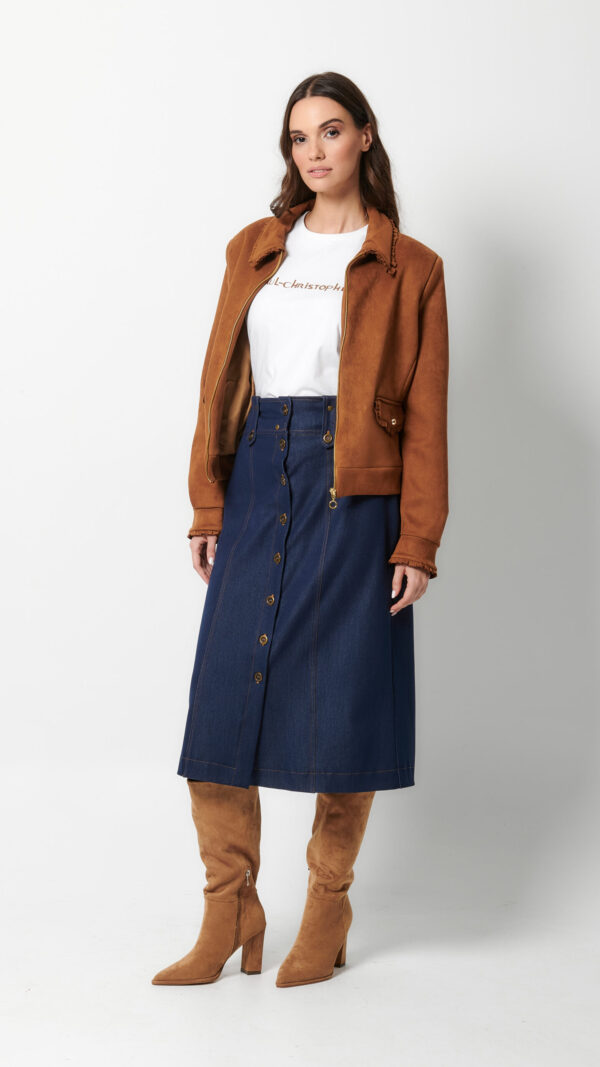 Σακάκι scuba suede VIRGI σε καφέ απόχρωση, ιδανικό για καθημερινές και κομψές εμφανίσεις